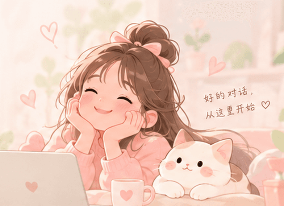 轻松私密聊天场景插画